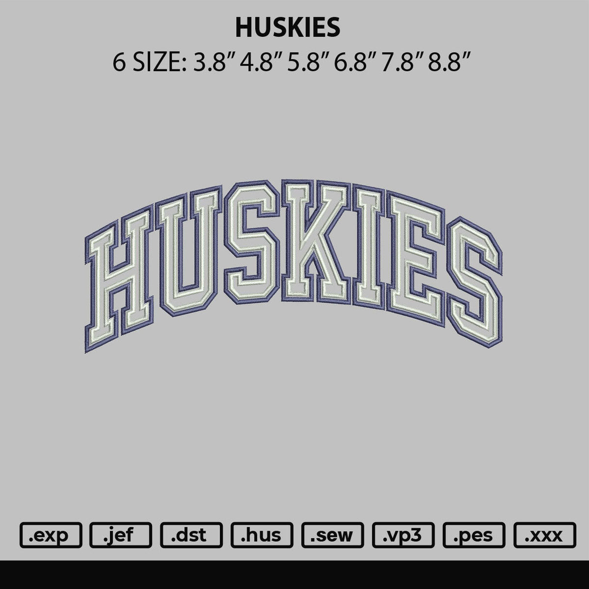 Huskies 02 Embroidery File 6 sizes