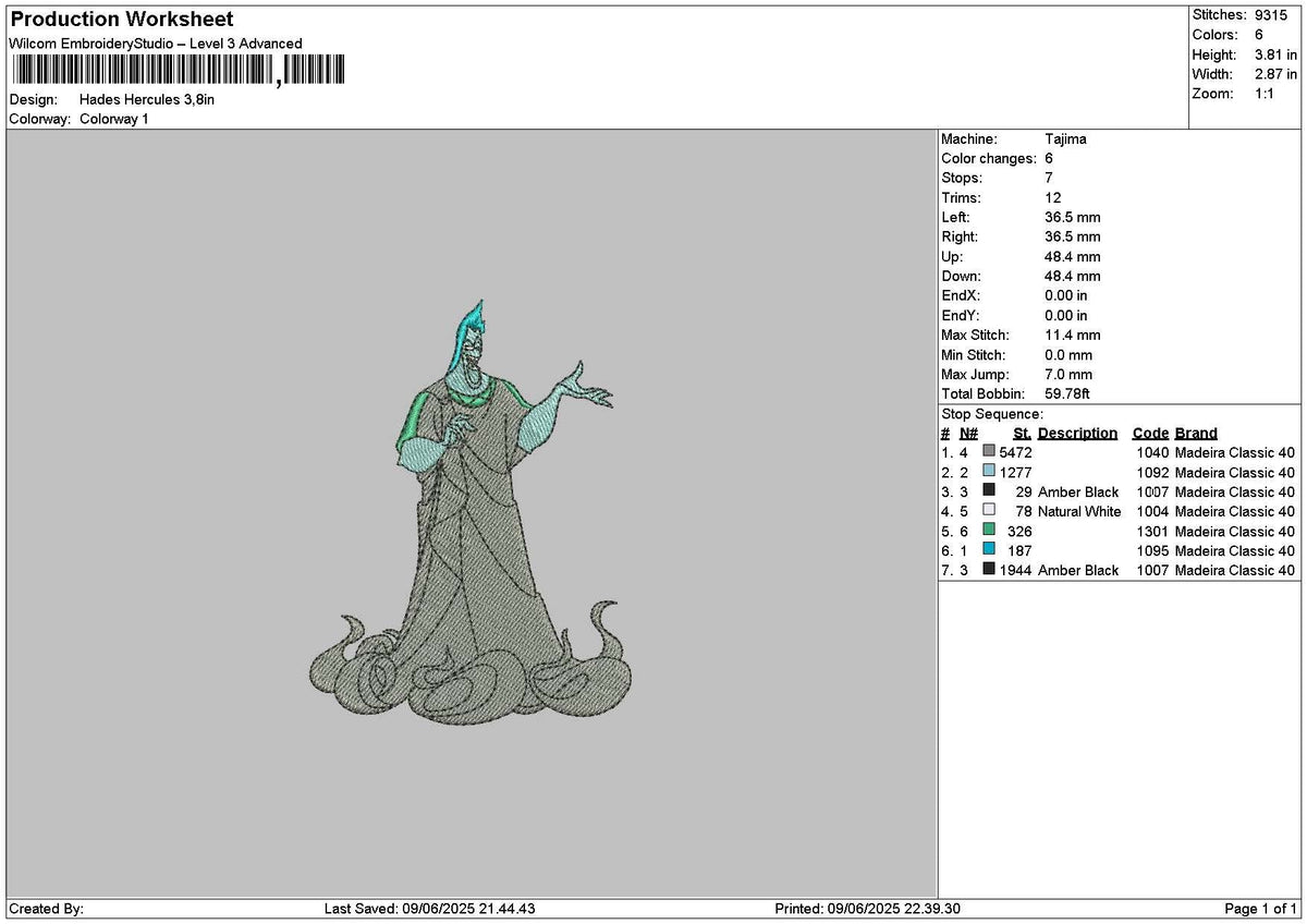 Hades 01 Embroidery File 6 sizes