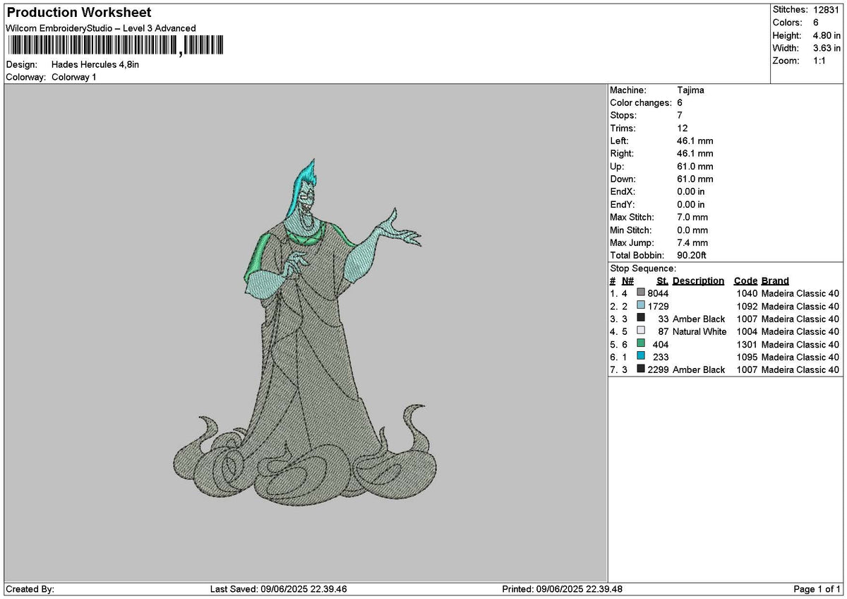 Hades 01 Embroidery File 6 sizes