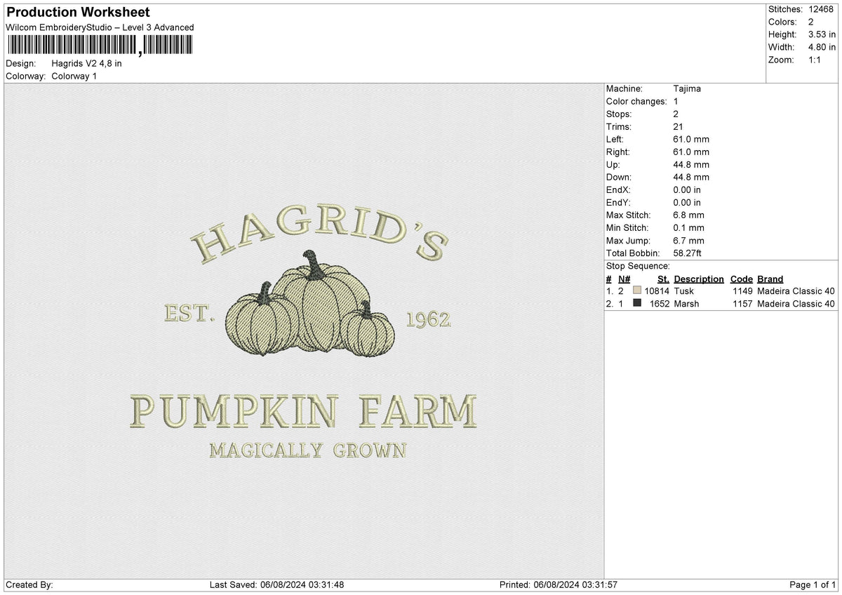 Hagrids V2 Embroidery File 6 size