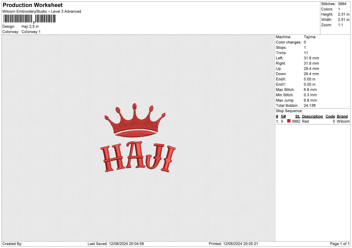 Haji Embroidery File 6 size
