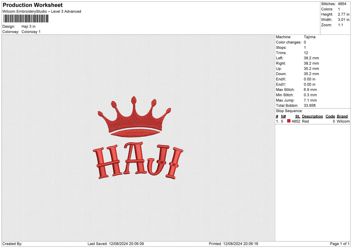Haji Embroidery File 6 size