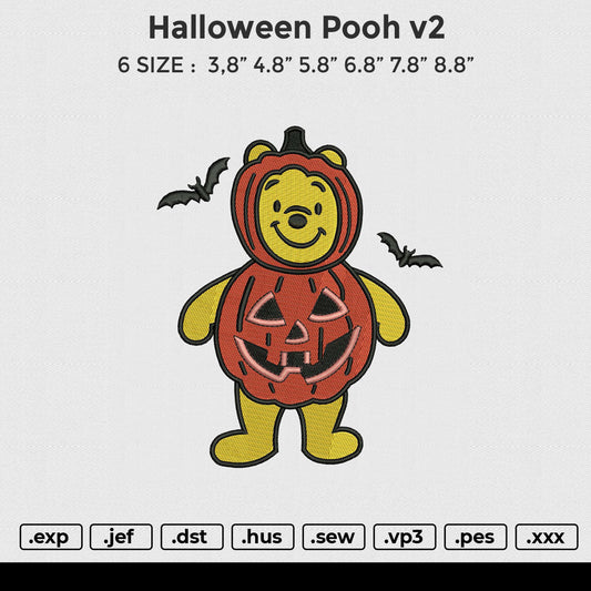 Halloween Pooh v2 Embroidery File 6 size
