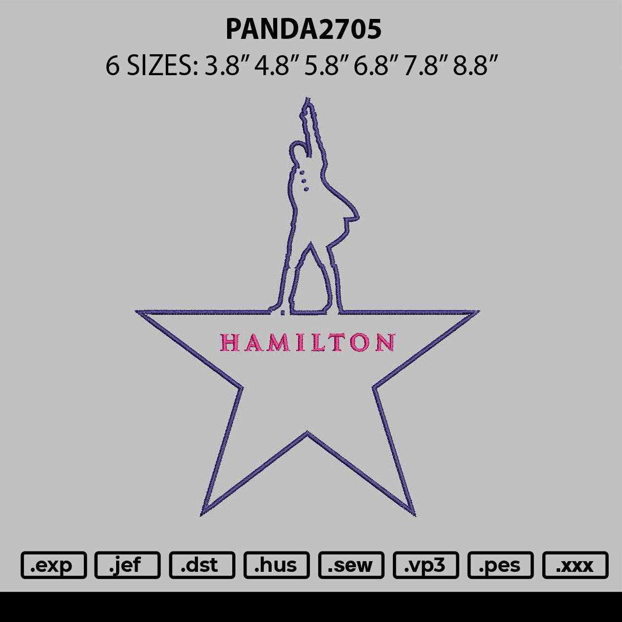 Hamiltntext 01 Embroidery File 6 sizes
