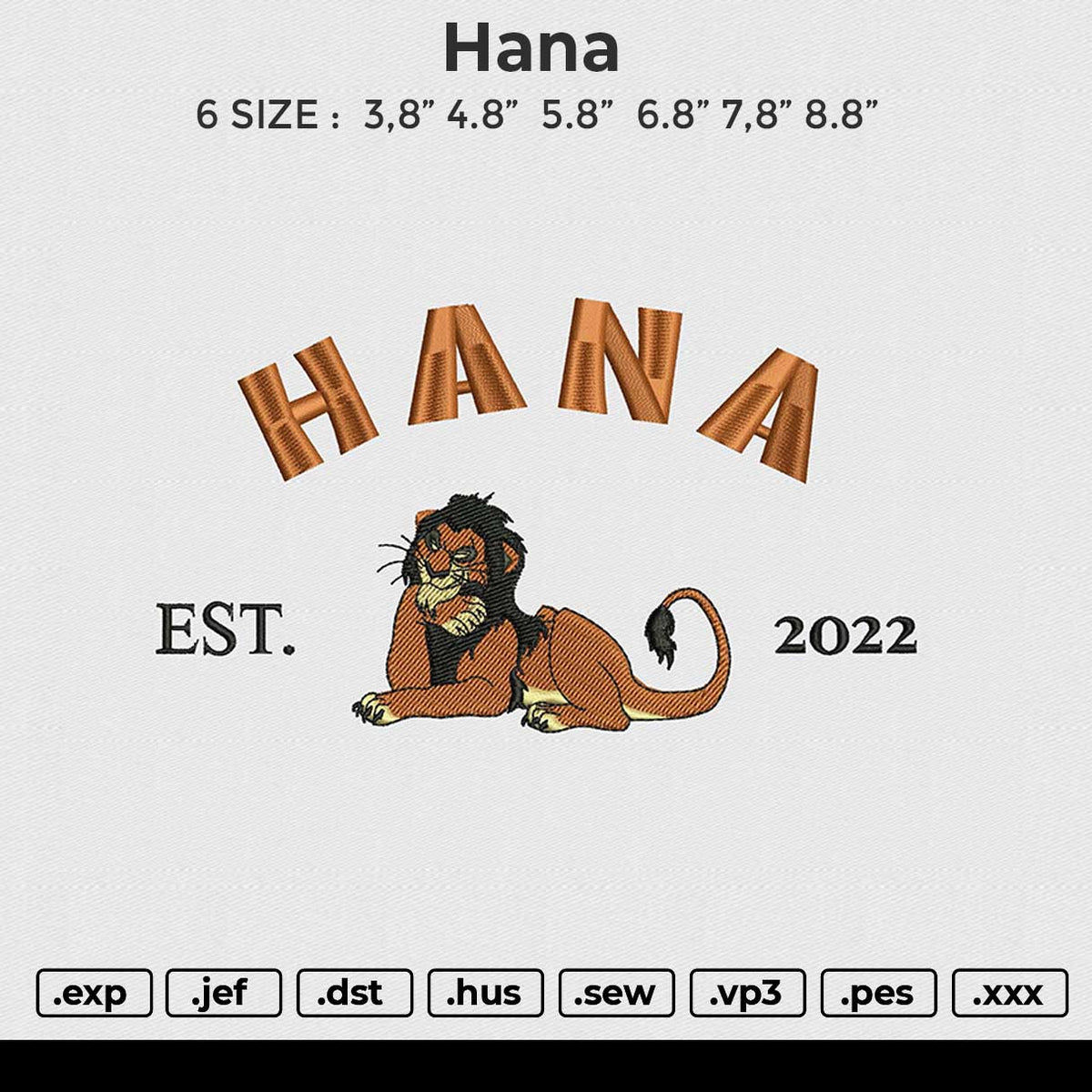 Hana Embroidery File 6 size