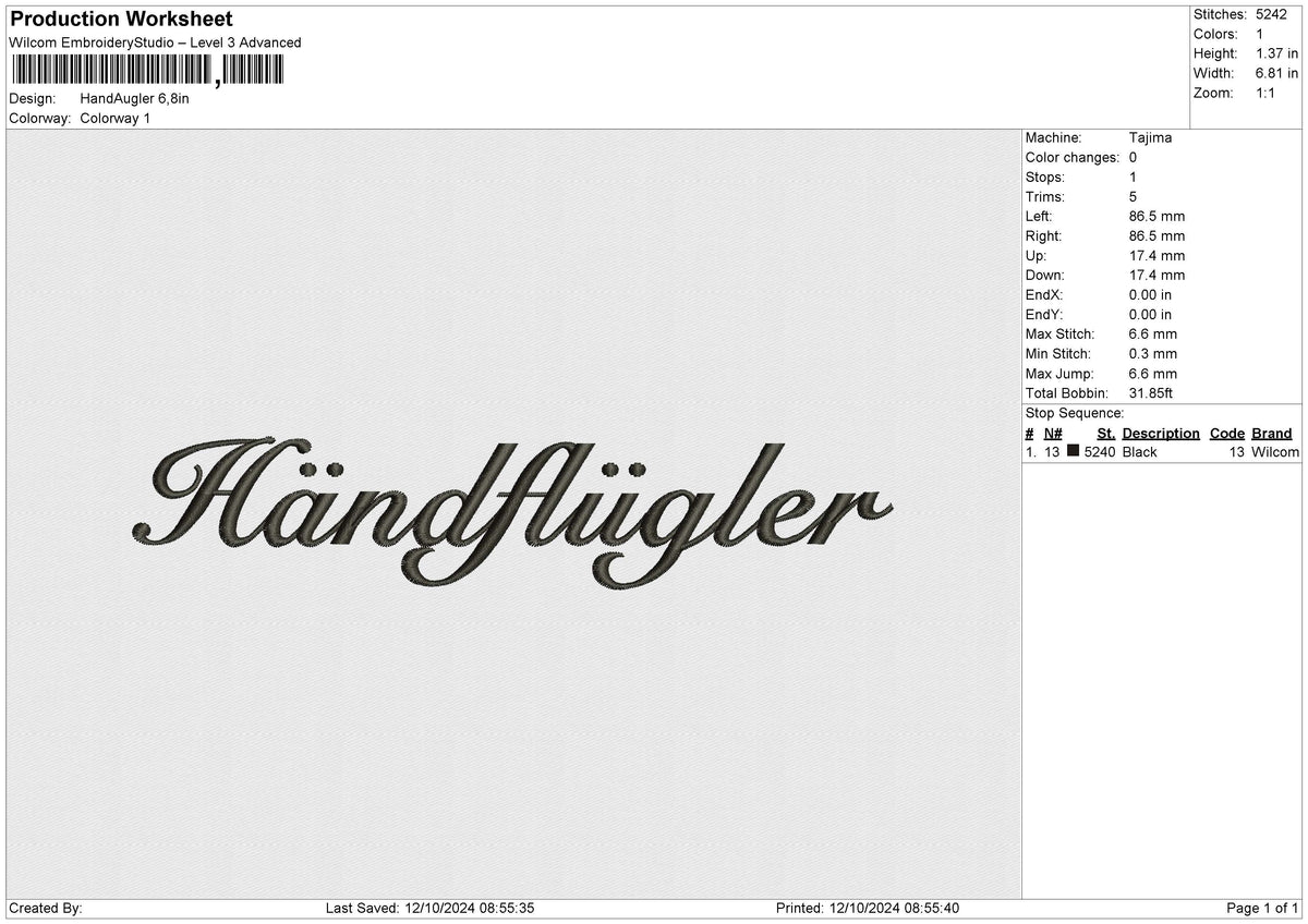 HandAugler Embroidery File 6 size