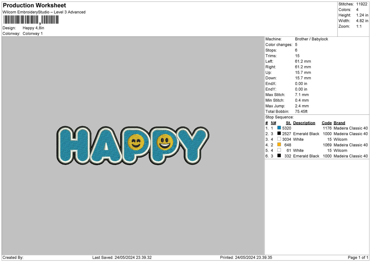 Happytext Embroidery File 6 sizes