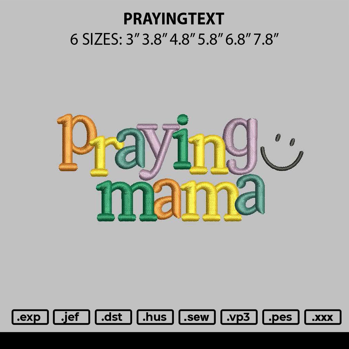 Prayingtext Embroidery File 6 sizes