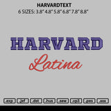 Harvardtext Embroidery File 6 sizes