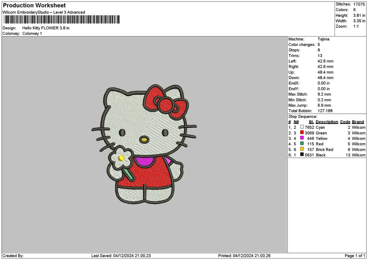 Hk Flower 0412 Embroidery File 6 sizes