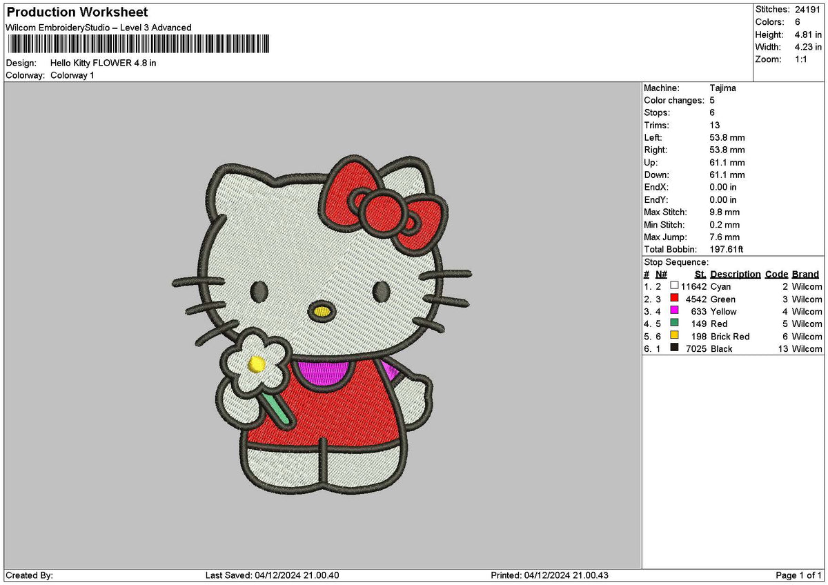 Hk Flower 0412 Embroidery File 6 sizes