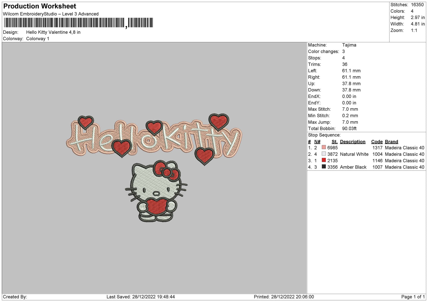 kitty valentine Embroidery File 6 sizes