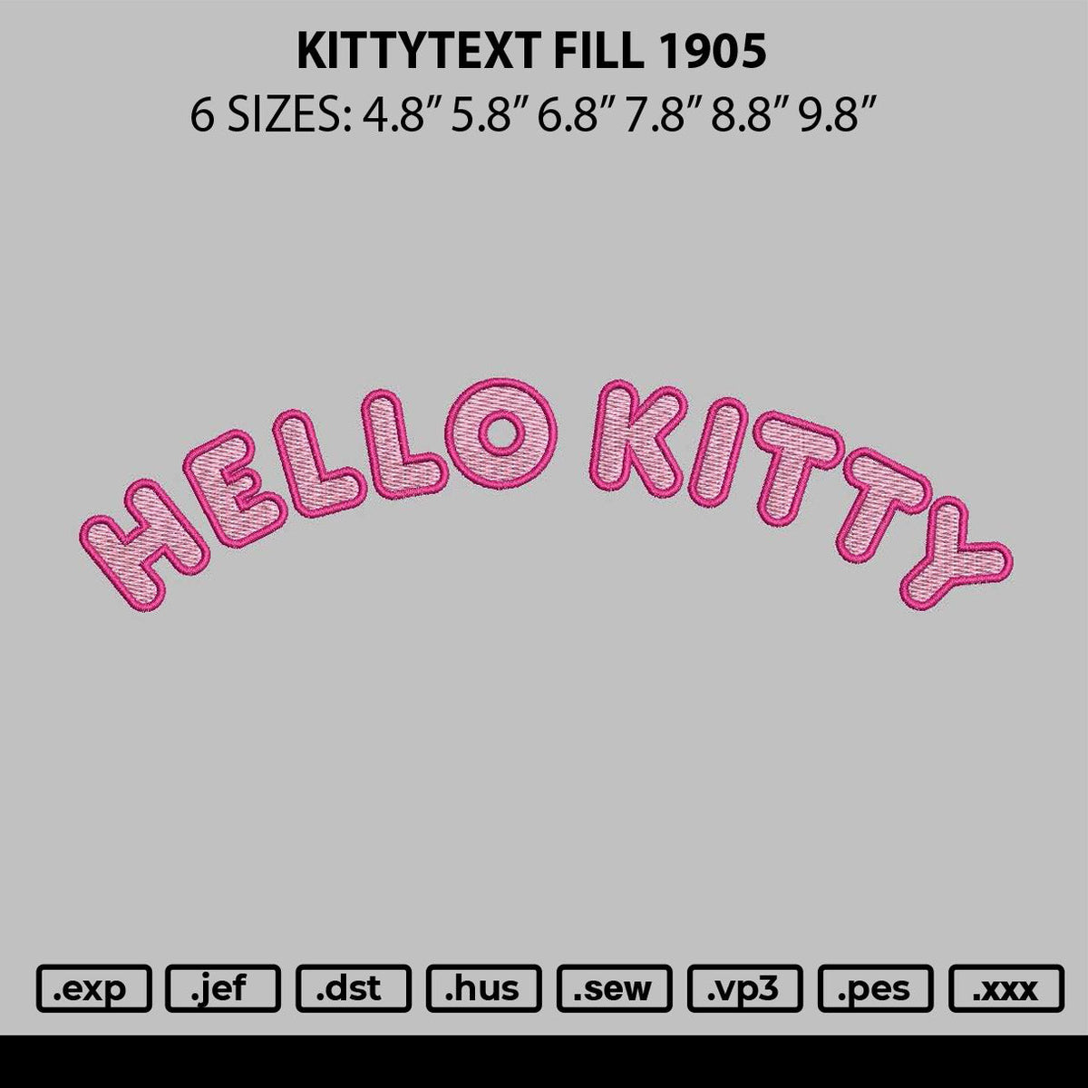 Kitty Applique Embroidery File 6 sizes