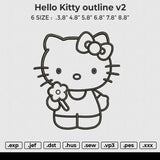 Hello Kitty Outline v2 Embroidery File 6 size