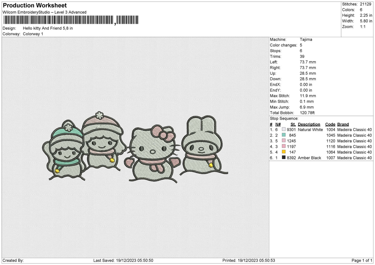 Hello kitty And Friend Embroidery File 6 size