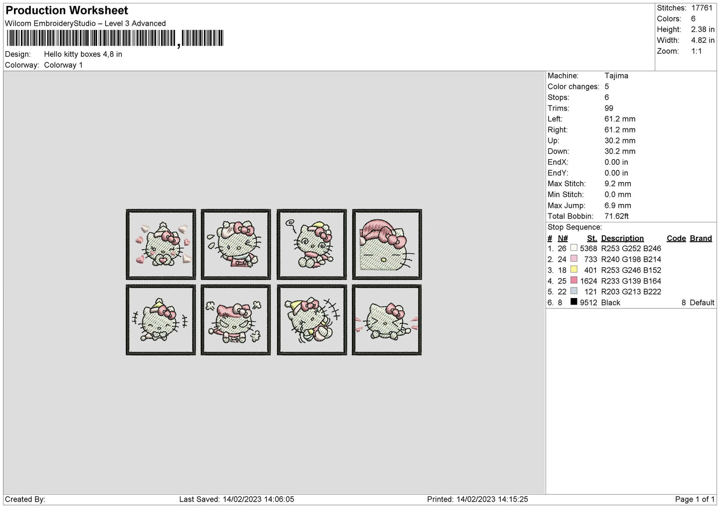 Kitty Boxes Embroidery File 6 sizes