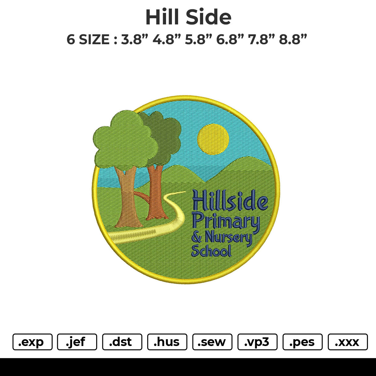 Hill side Embroidery File 6 size