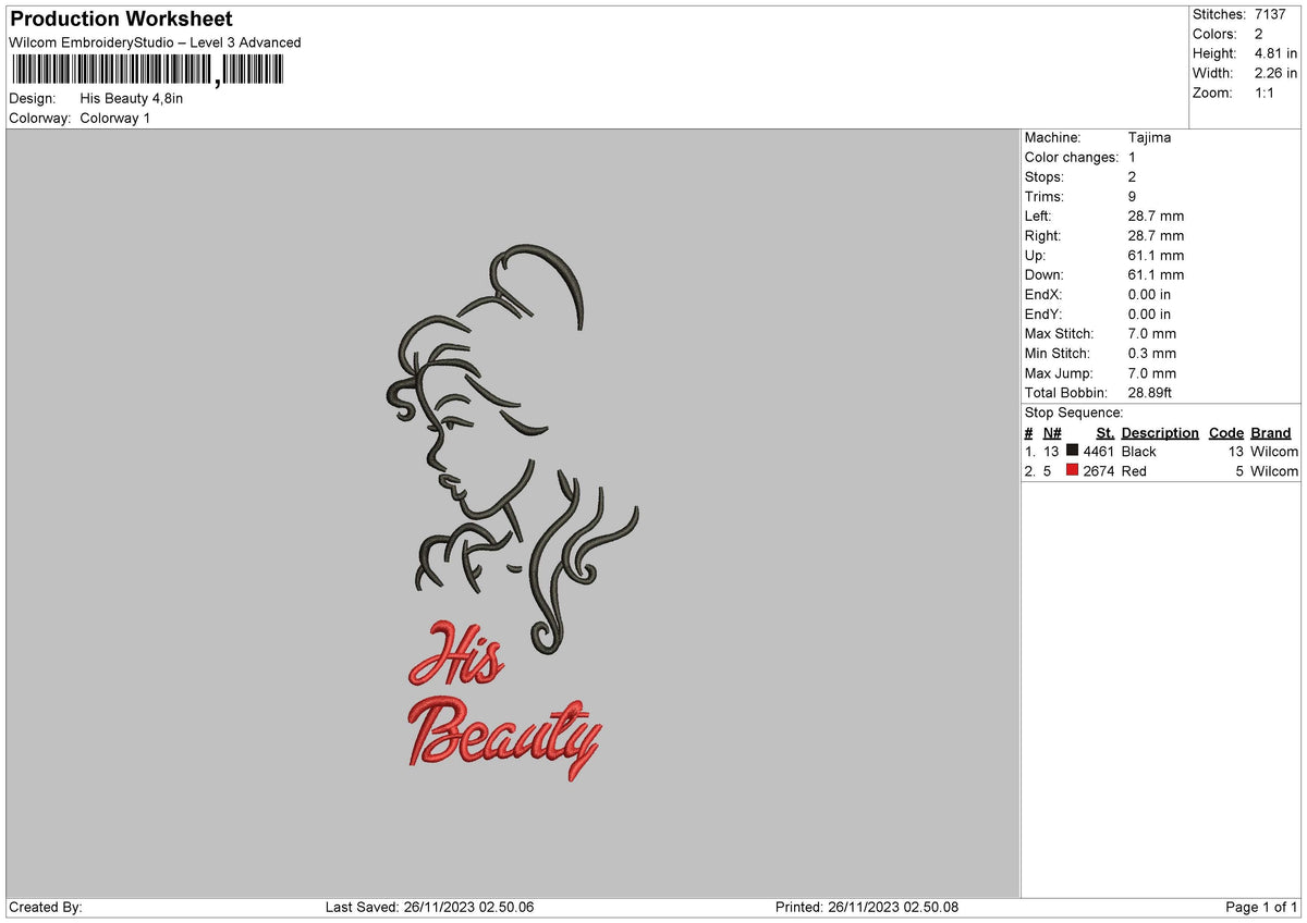 Beauty Line Embroidery File 6 sizes