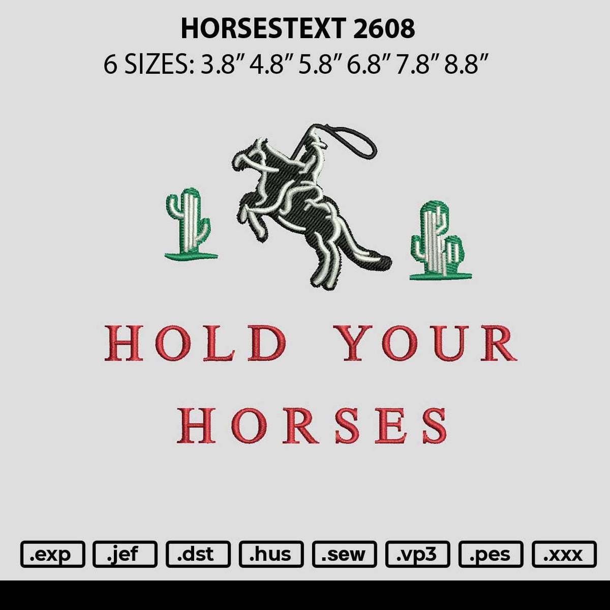 Horsestext 2608 Embroidery File 6 sizes
