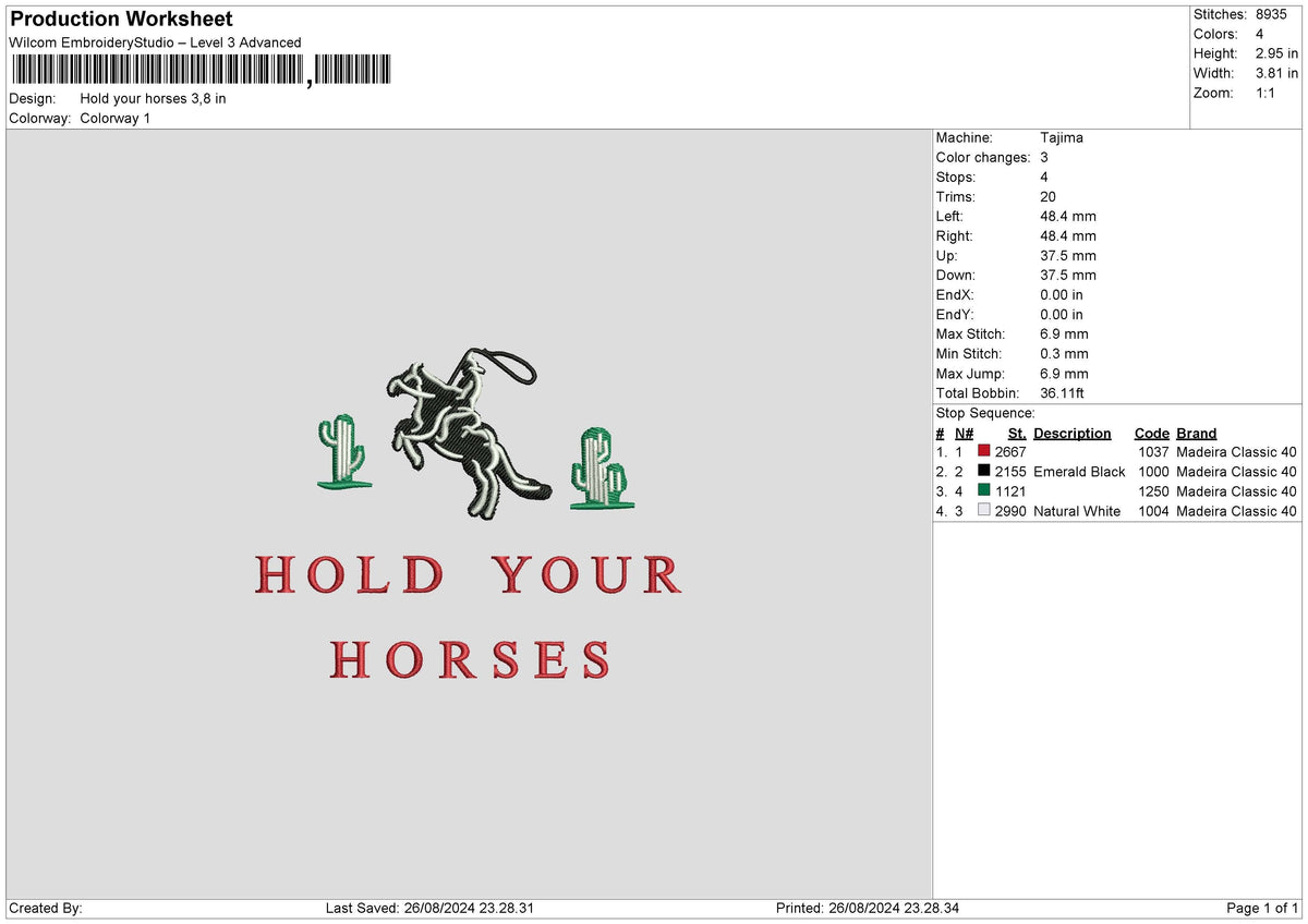 Horsestext 2608 Embroidery File 6 sizes