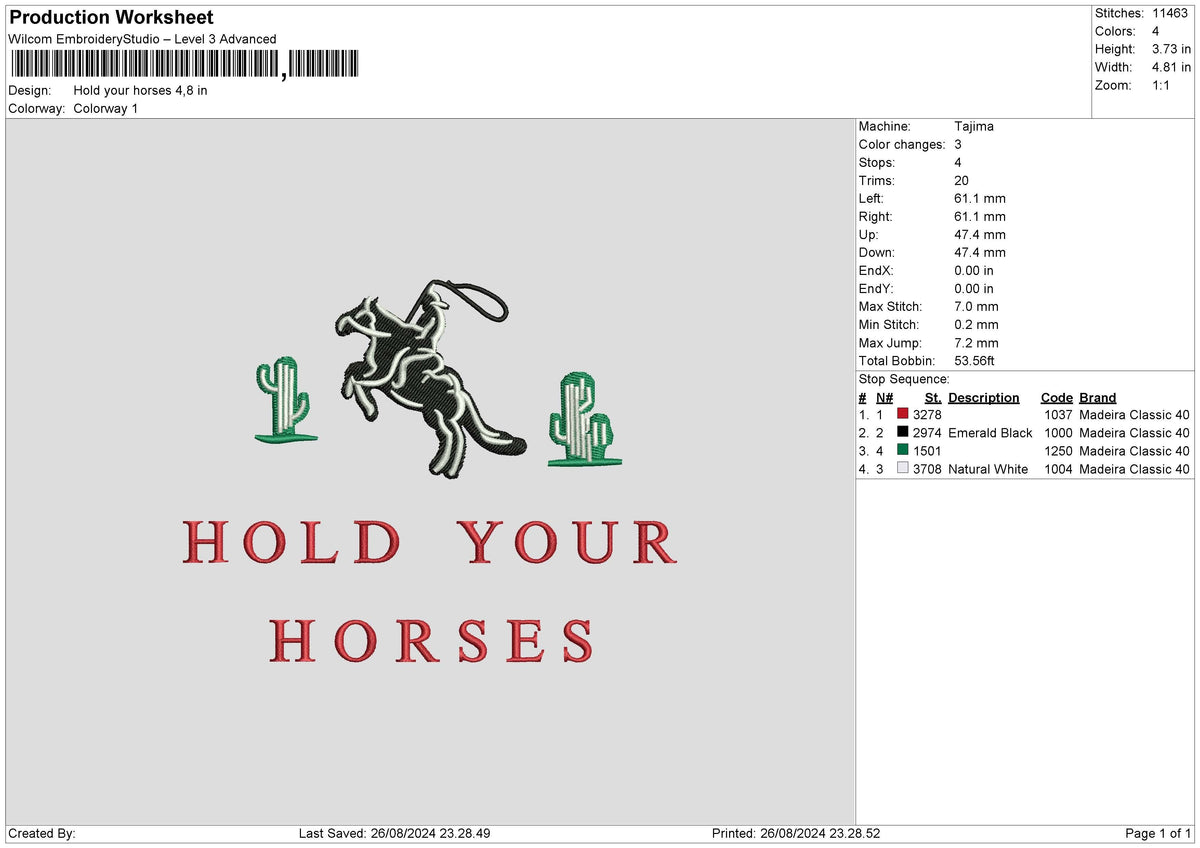 Horsestext 2608 Embroidery File 6 sizes
