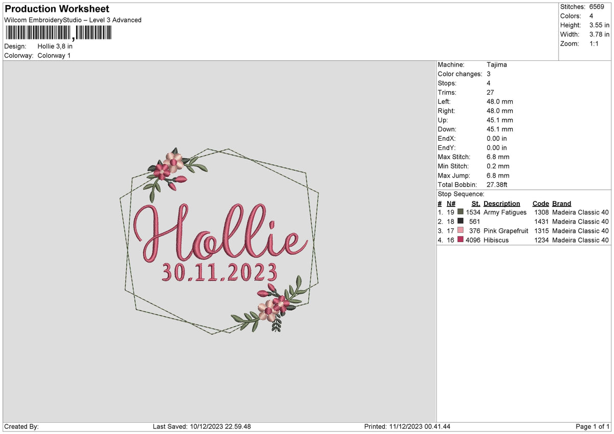 Hollietext Embroidery File 6 sizes