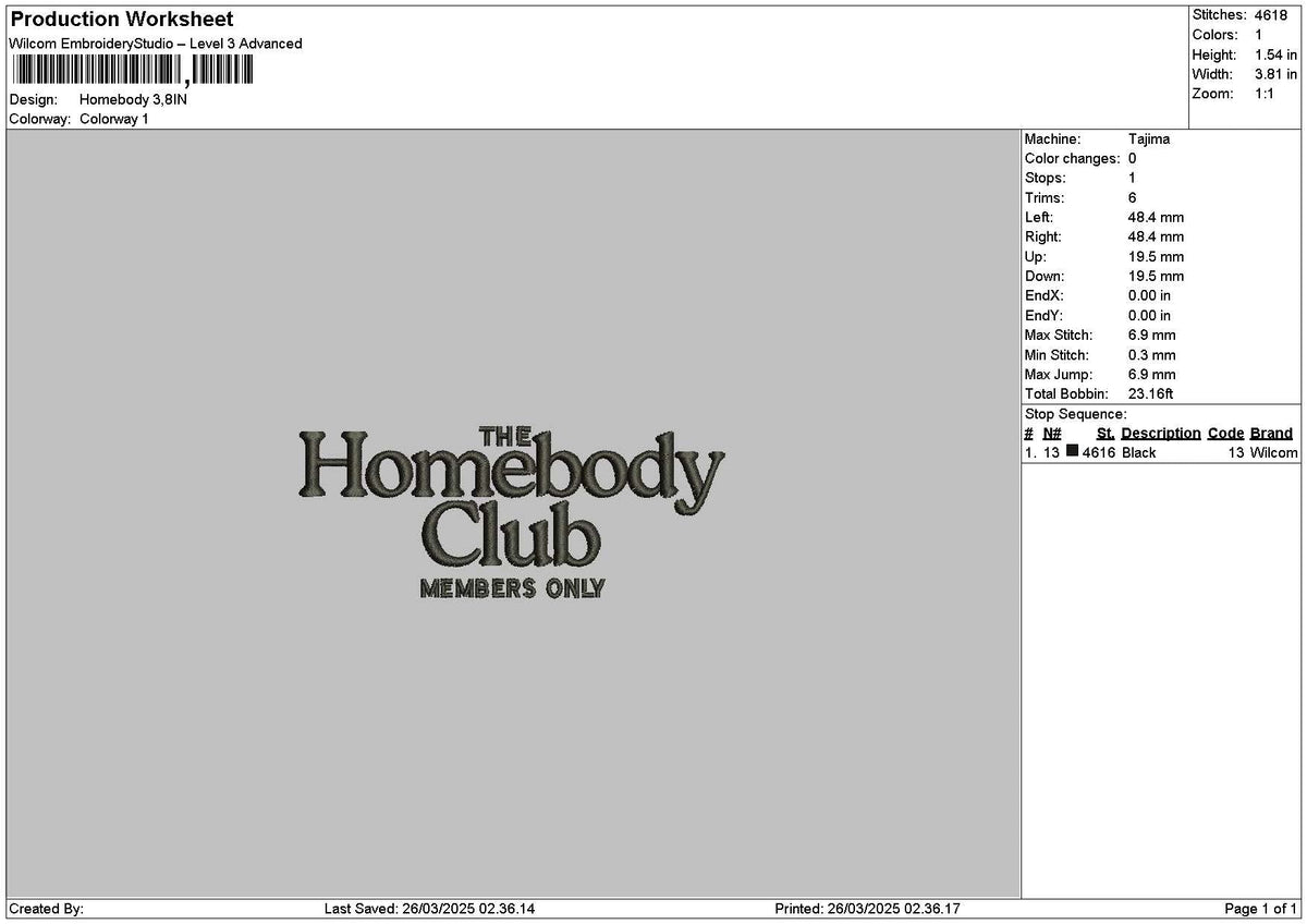 Homebodytext 2603 Embroidery File 6 sizes