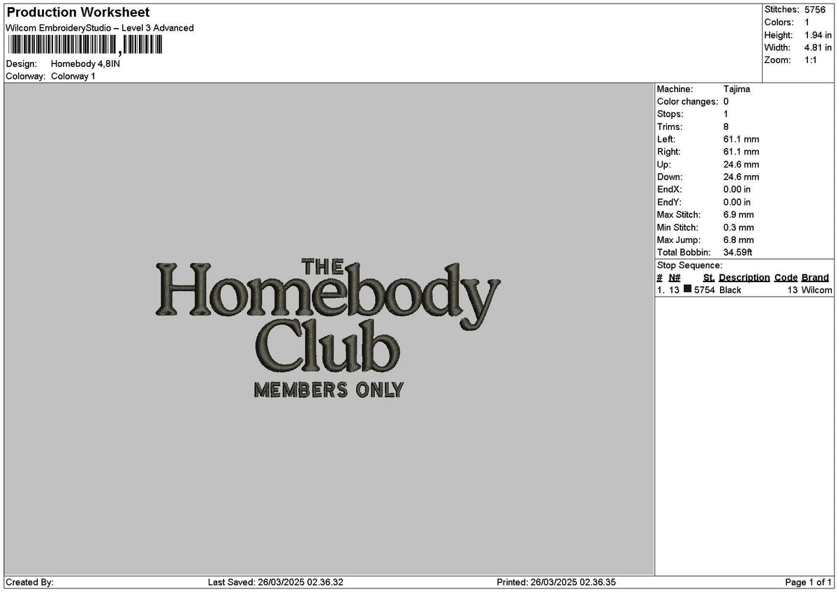 Homebodytext 2603 Embroidery File 6 sizes