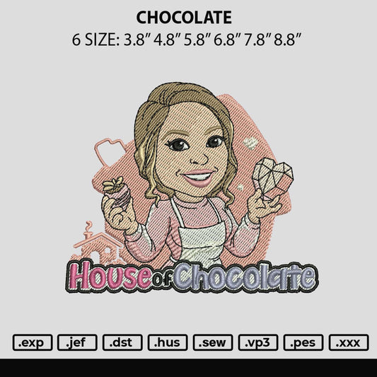 Chocolate Embroidery File 6 sizes
