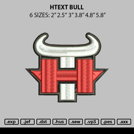 Htext Bull Embroidery File 6 sizes