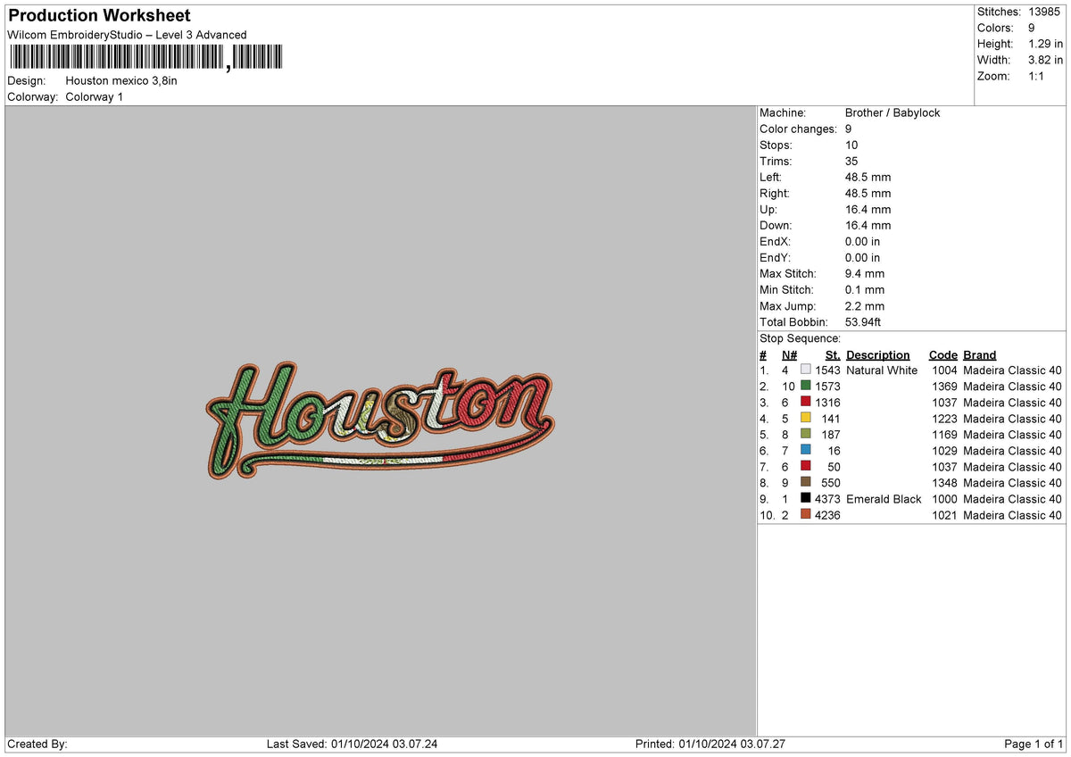 Houstontext 03 Embroidery File 6 sizes