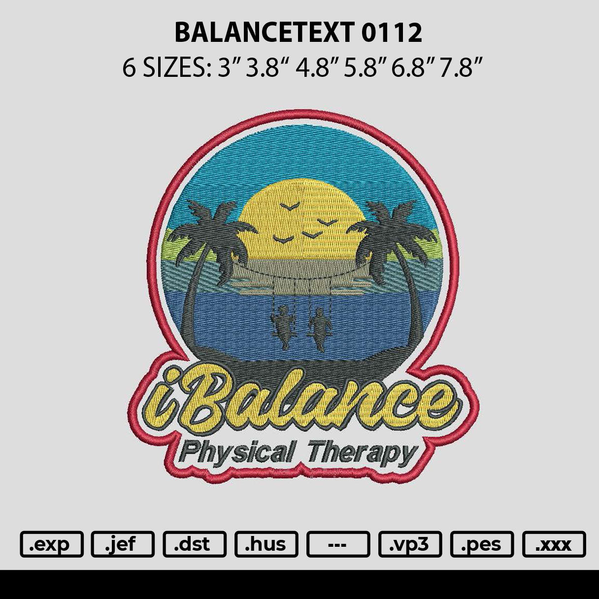 Balancetext 0112 Embroidery File 6 sizes