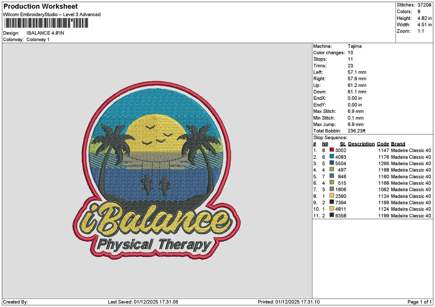 Balancetext 0112 Embroidery File 6 sizes