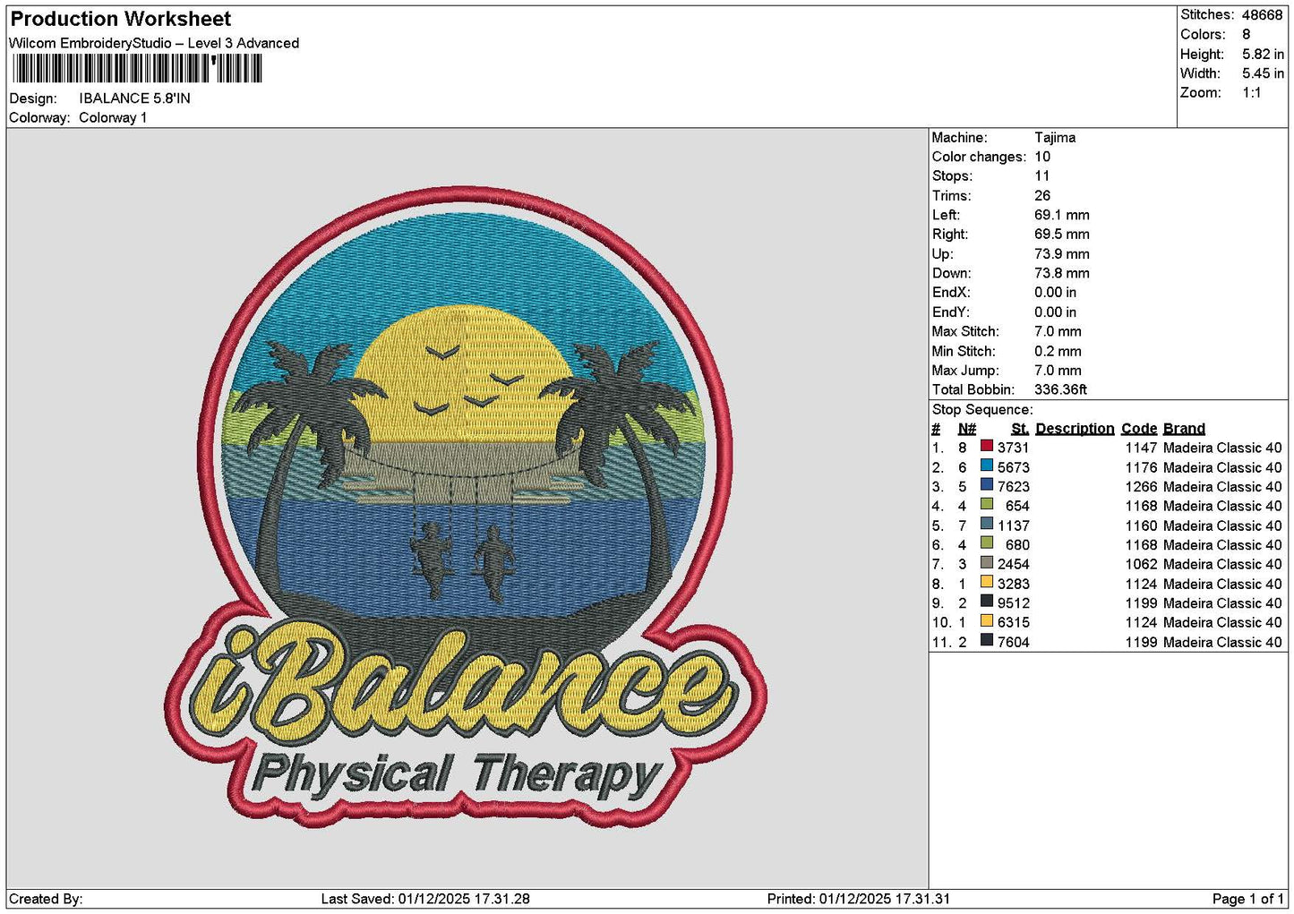 Balancetext 0112 Embroidery File 6 sizes