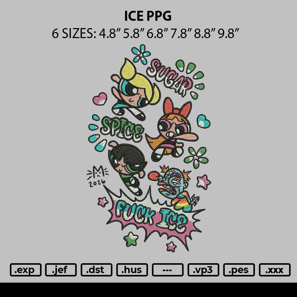 Ice Ppg Embroidery File 6 sizes