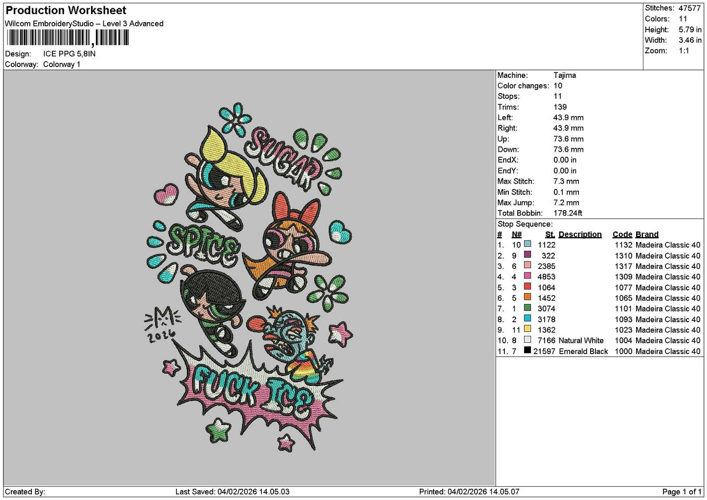 Ice Ppg Embroidery File 6 sizes