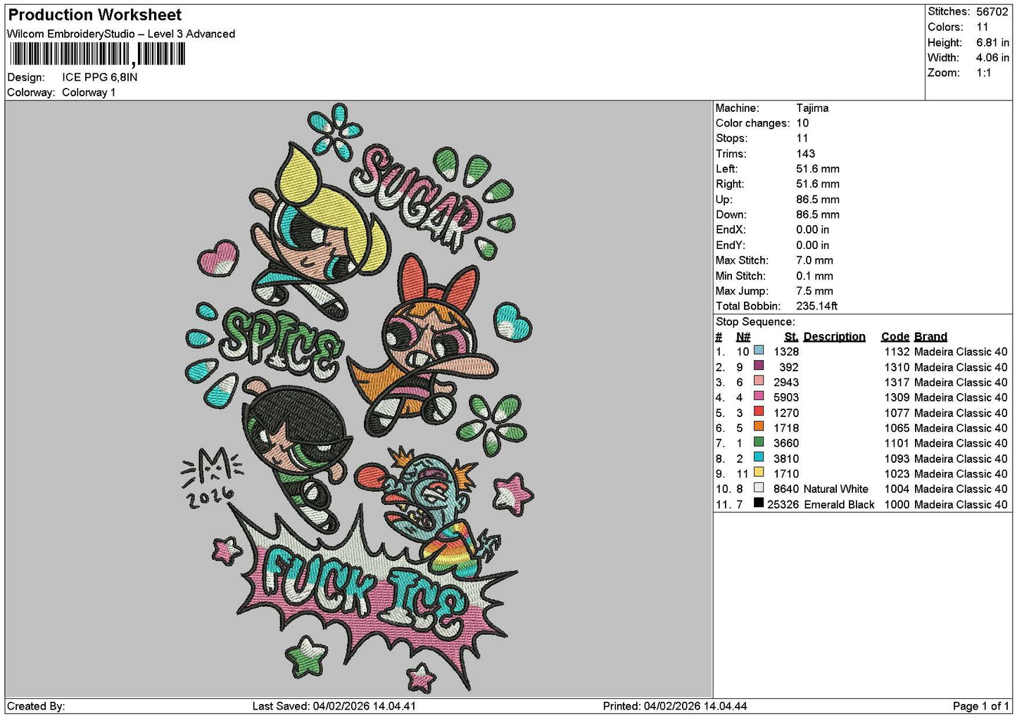Ice Ppg Embroidery File 6 sizes