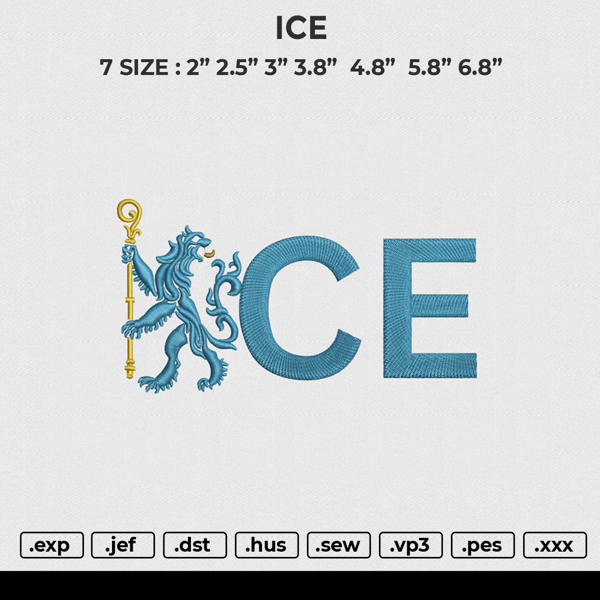 ICE Embroidery File 6 size