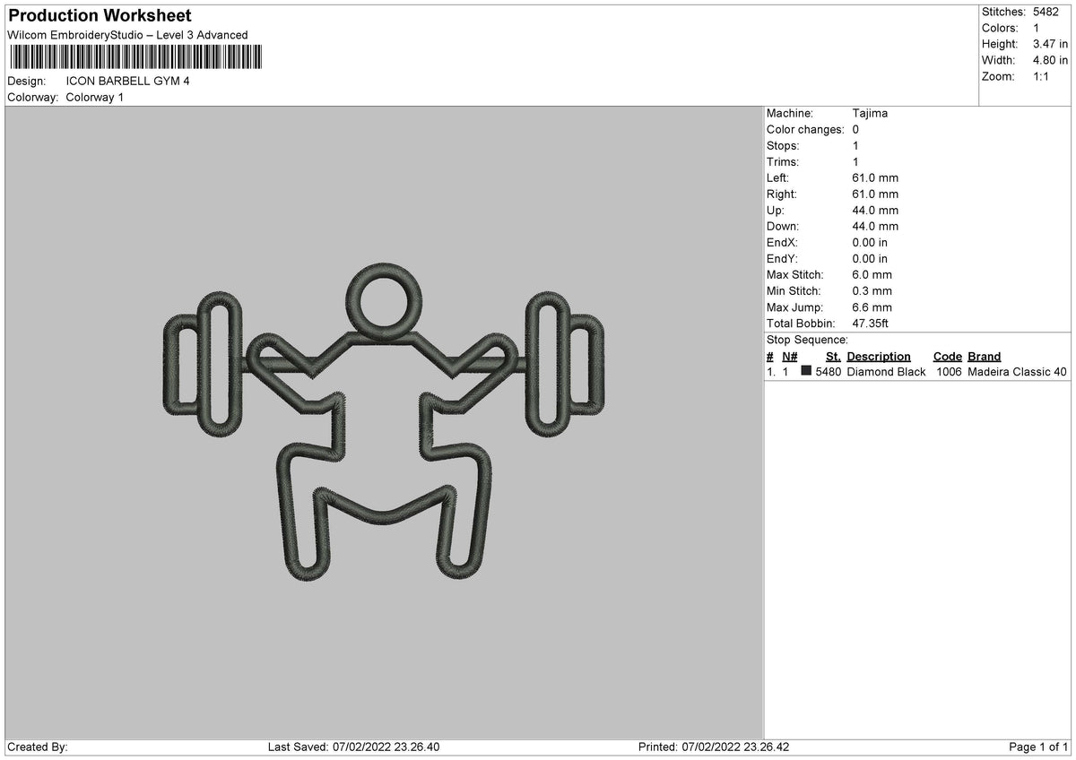 Icon Barbell Gym Embroidery