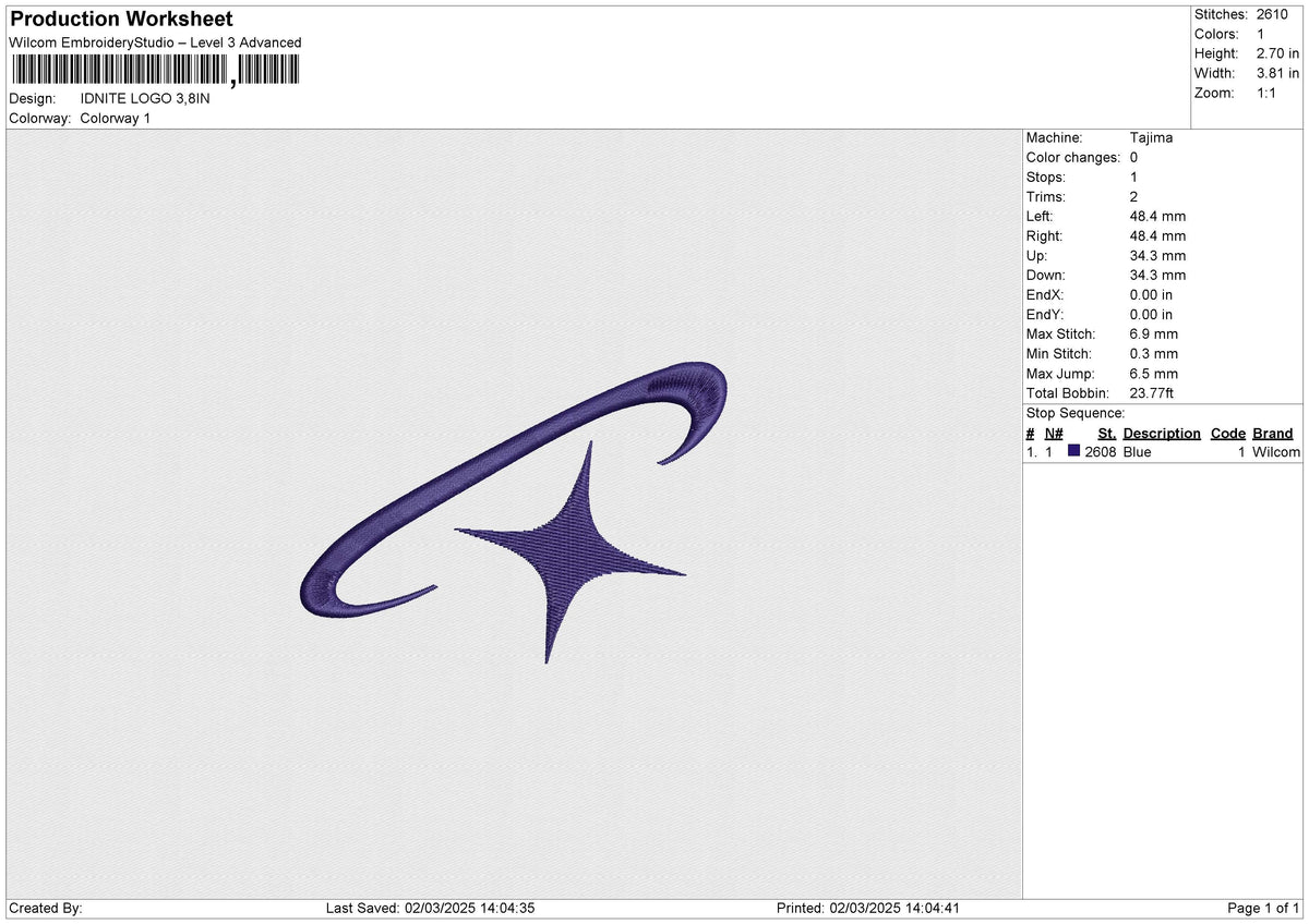 IDNITE LOGO Embroidery File 6 size