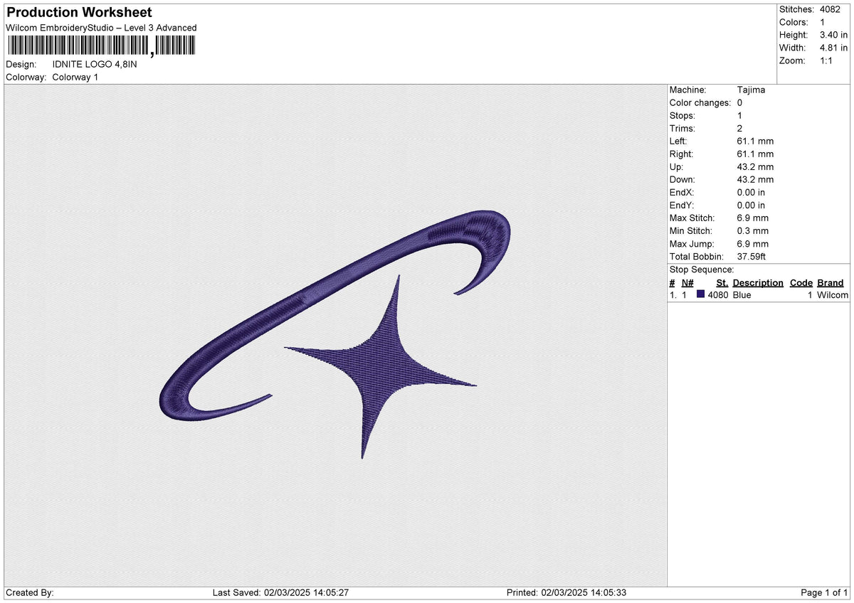 IDNITE LOGO Embroidery File 6 size