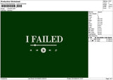 Failedtext Embroidery File 6 sizes
