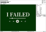 Failedtext Embroidery File 6 sizes