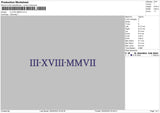 Roman Numerals 05 Embroidery File 6 sizes