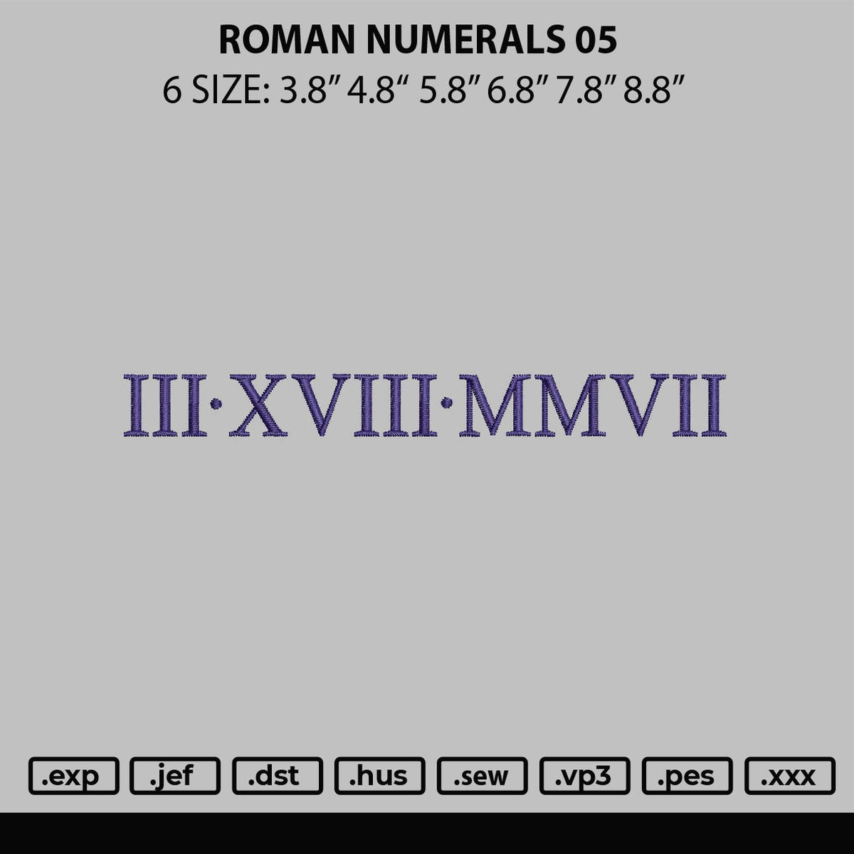 Roman Numerals 05 Embroidery File 6 sizes