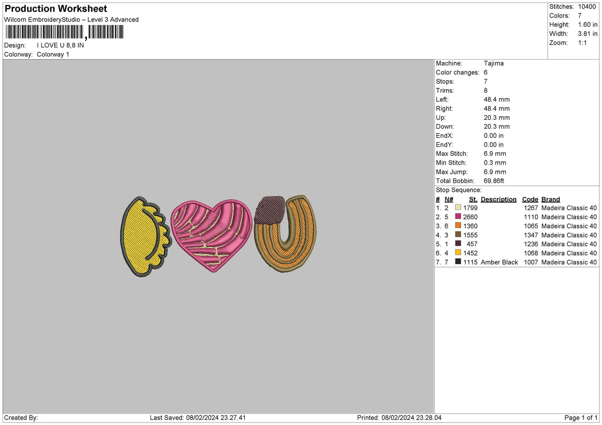 Iloveu Embroidery File 6 sizes