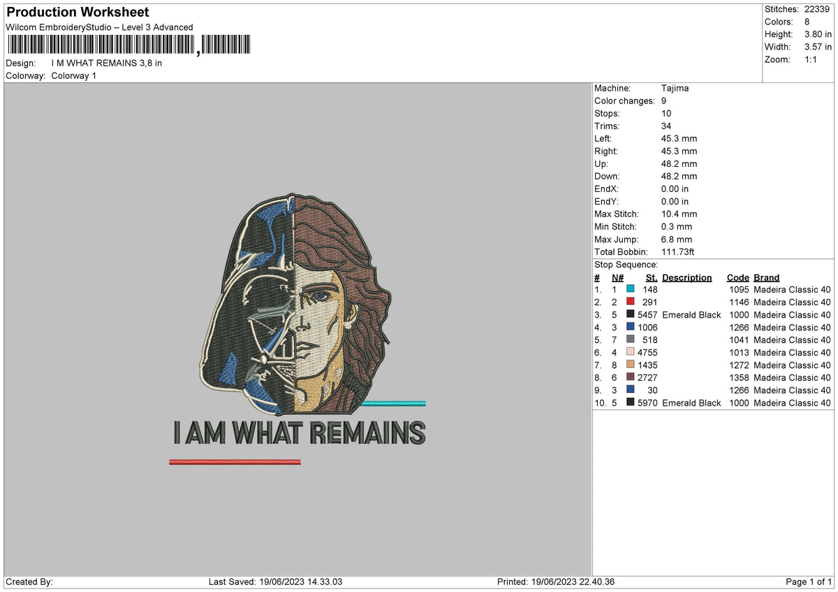 Im What Remains Embroidery File 6 sizes