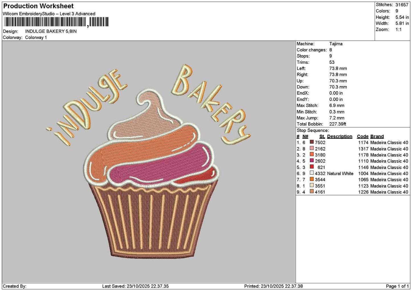 Bakerytext 2310 Embroidery File 6 sizes