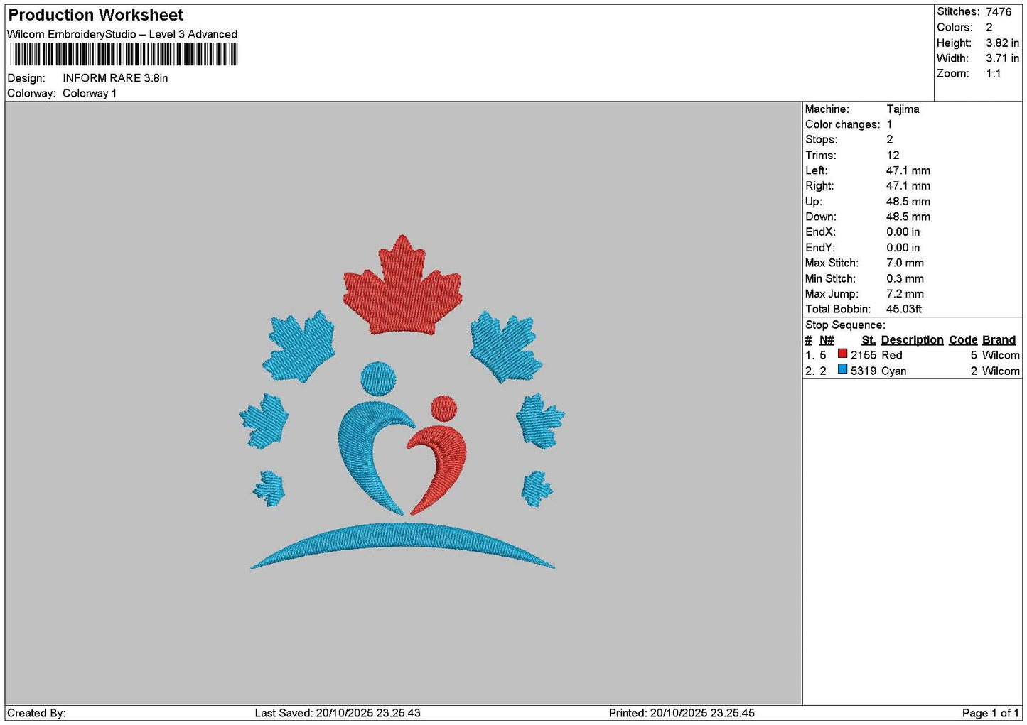 Logo Blue Red Embroidery File 6 sizes