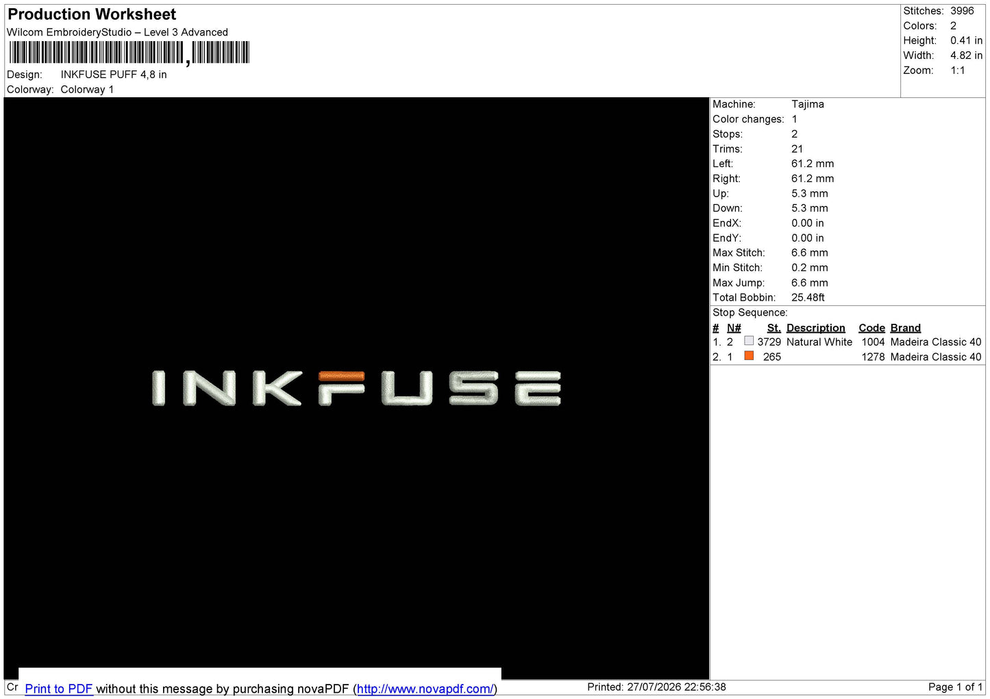 INKFUSE PUFF Embroidery File 6 size